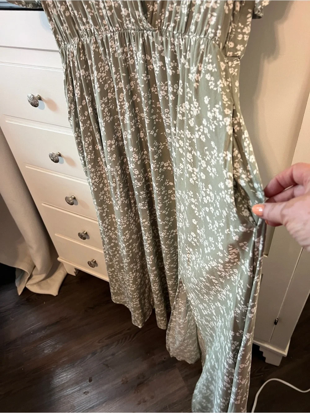 BloomChic Olive Green Floral Maxi Dress - Picture 4 of 8